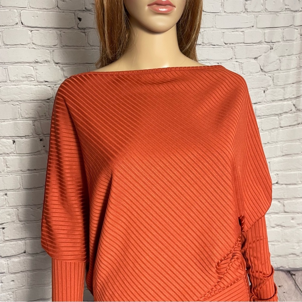 NWT New Parisian Asymmetrical Long Sleeve Orange Top Made in UK Size S - Picture 3 of 9